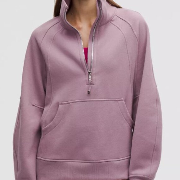 Lululemon Athletica NWT Lavender Lux Scuba Oversized Funnel-Neck Half Zip Long - Picture 2 of 10